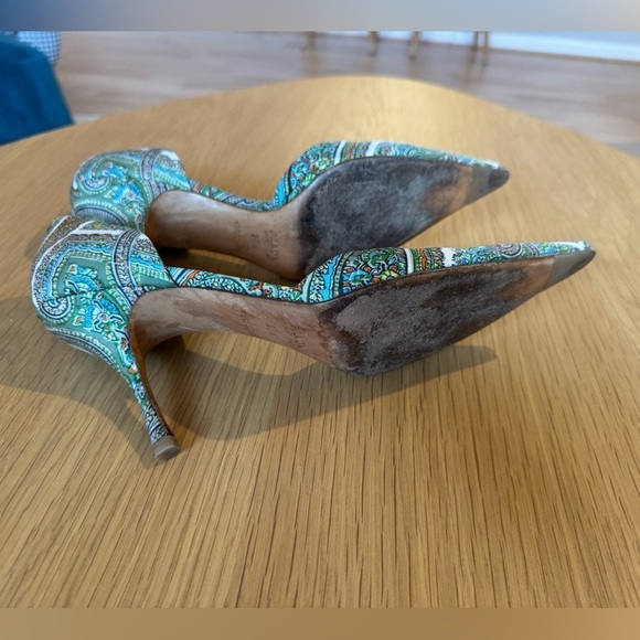 PRADA Fabric Paisley Print Pointed Toe D'Orsay Pumps Heels Size 37.5 - Picture 7 of 8